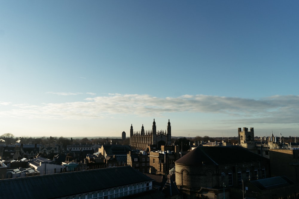 a view of a city with tall buildings