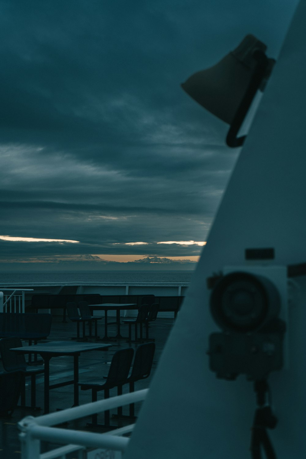 a view of the ocean from the deck of a ship