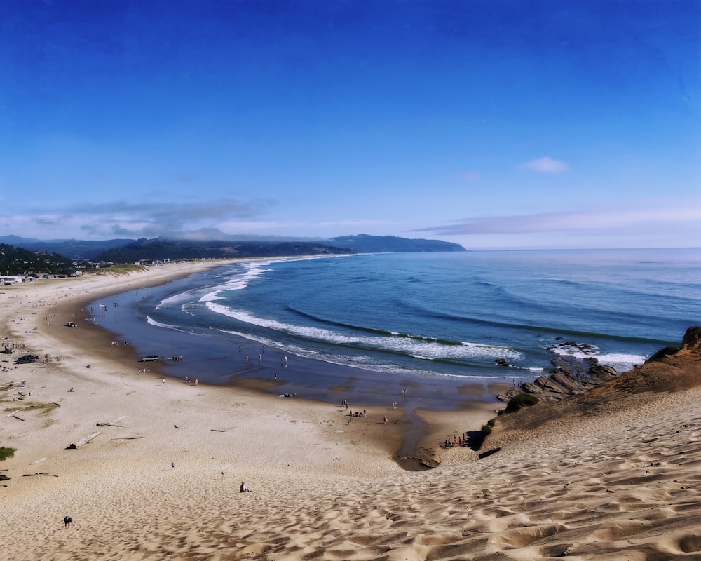 a view of a beach from a high point of view