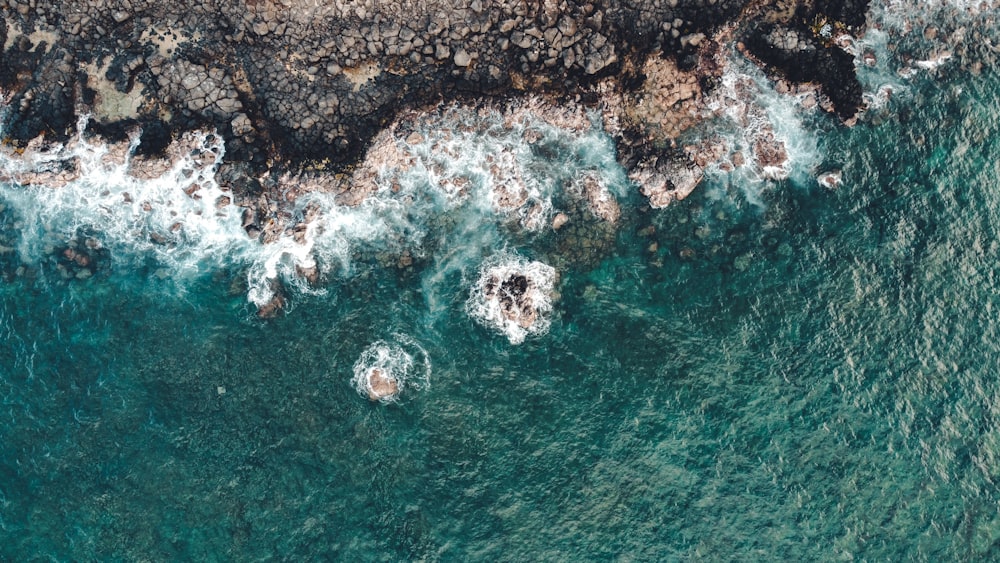 an aerial view of a body of water