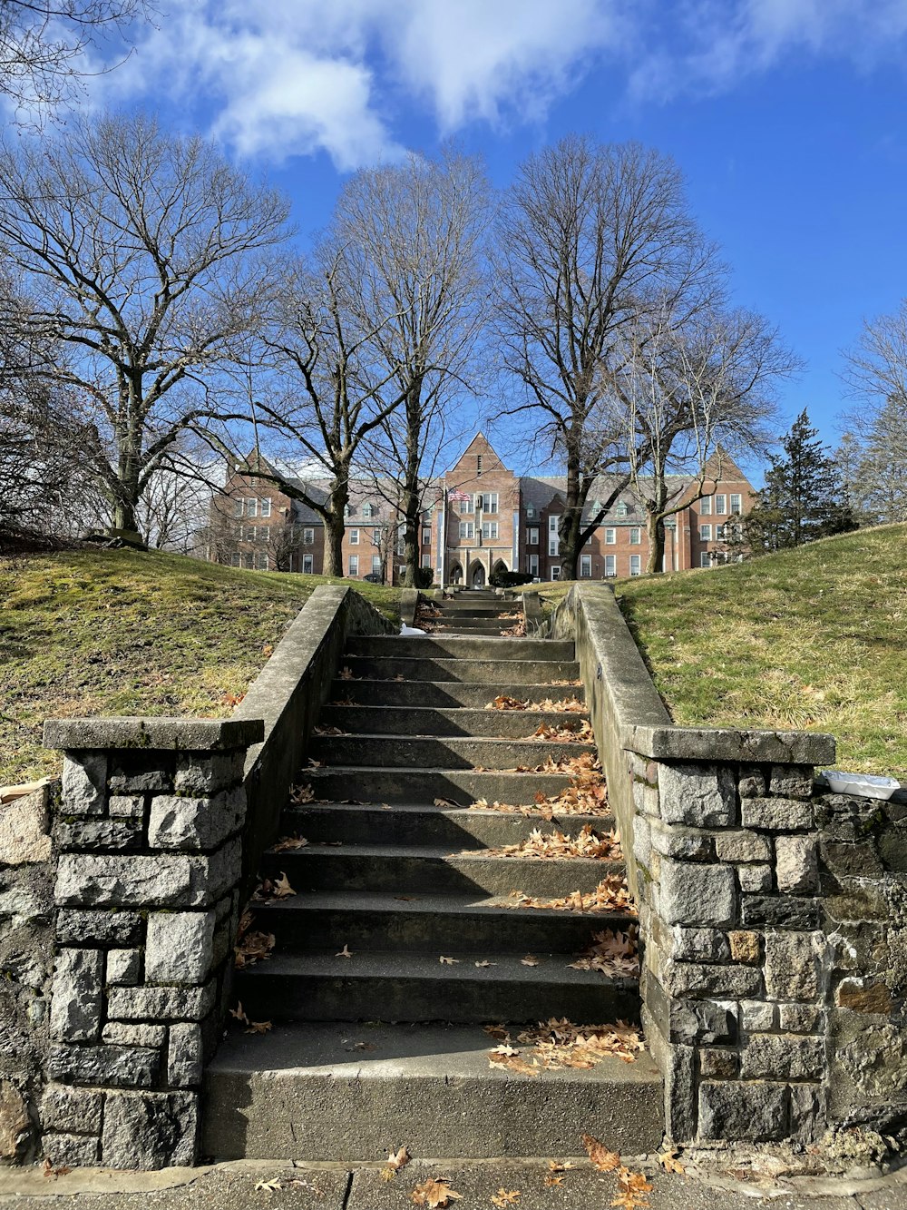 a set of stairs leading up to a building