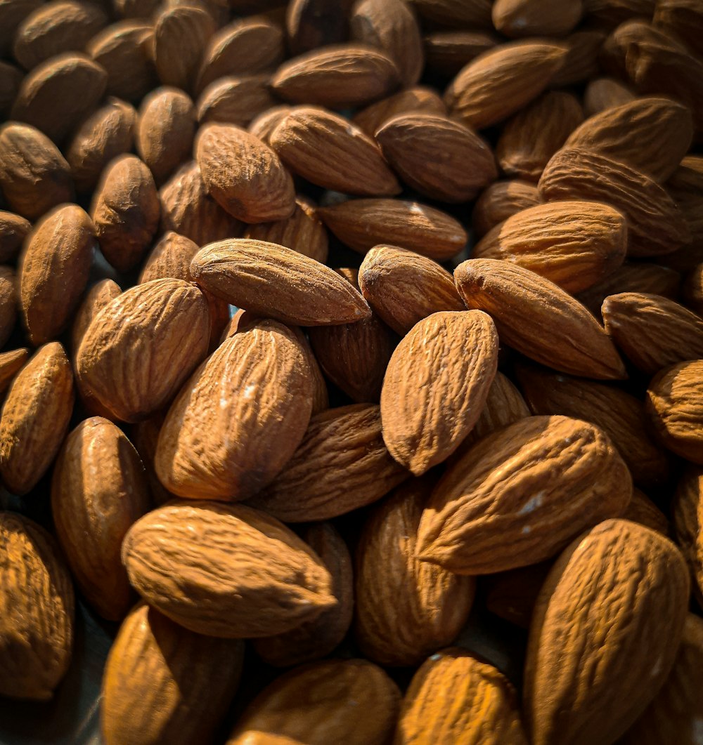 a pile of almonds sitting on top of each other