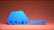 A stylized 3D rendition of the text 'cart.com' in bold blue letters. The background is a warm gradient from dark to light orange, creating a sense of depth and contrast. The design features a minimalist and modern aesthetic, focusing on the boldness of the blue letters against the warm background.