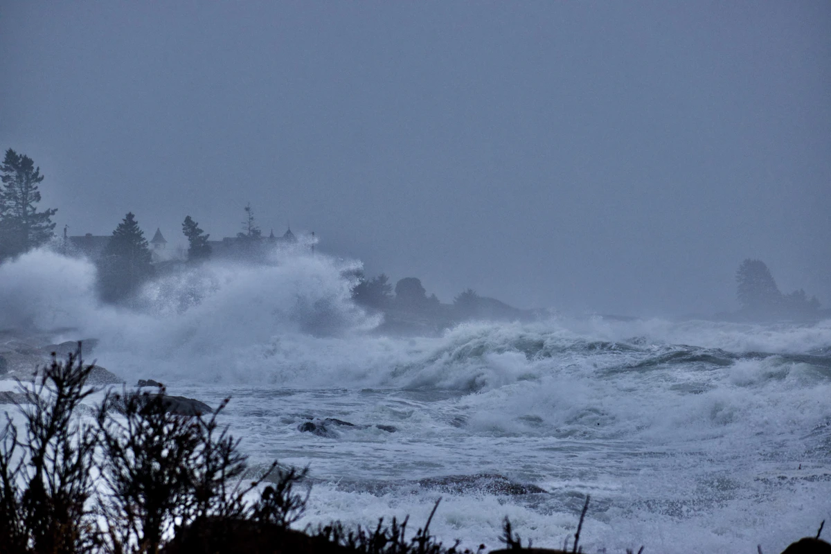 Storm clouds over a coastline