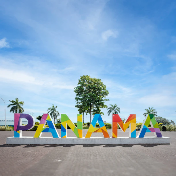 a large sign that says panama in multicolored letters