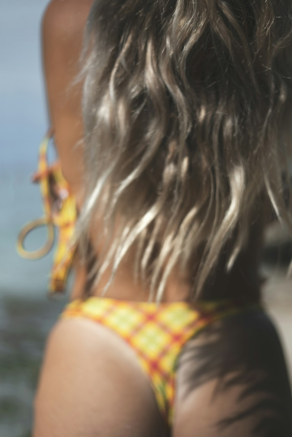 a close up of a person in a bathing suit