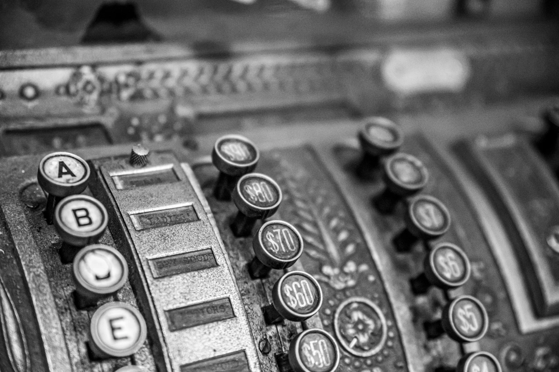 a close up of an old fashioned typewriter