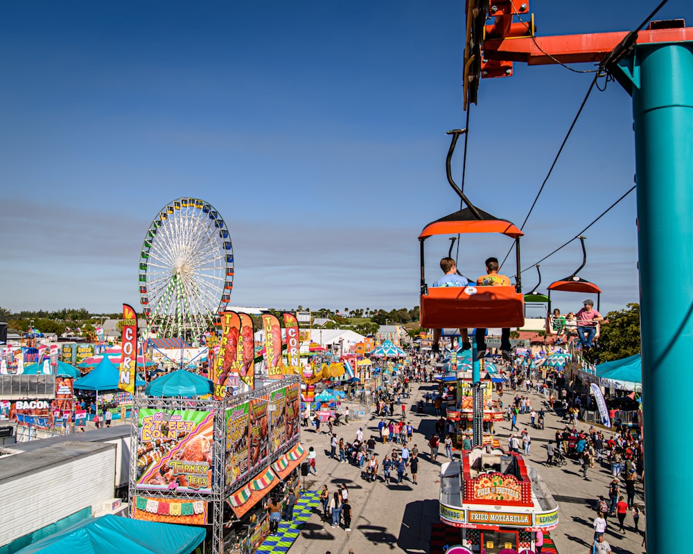 a carnival filled with lots of rides and carnival rides