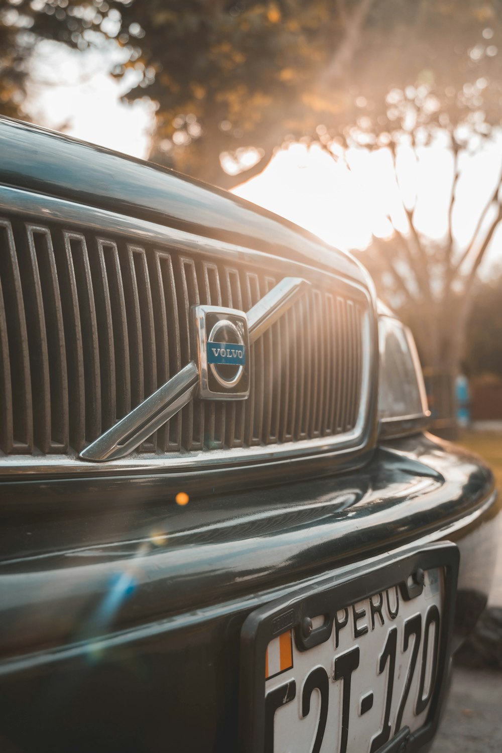 a close up of the front of a car