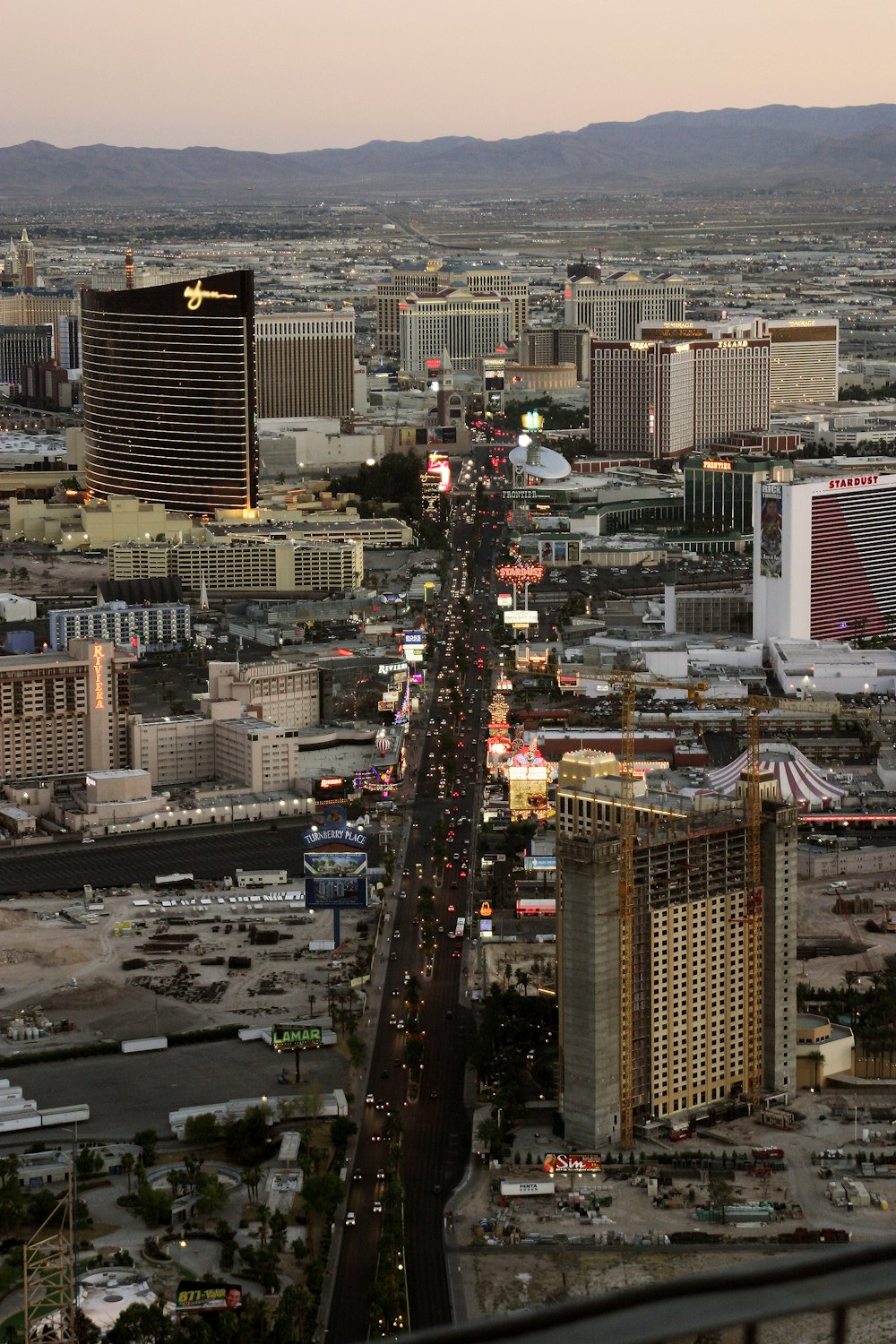 a view of las vegas from the top of a skyscraper