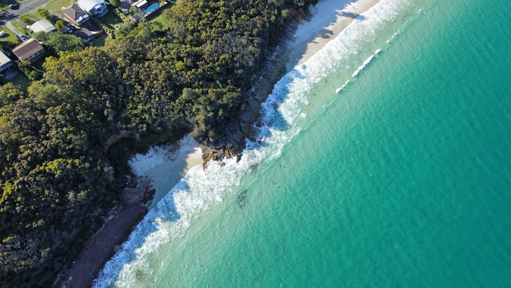 a bird's eye view of an aerial view of a beach