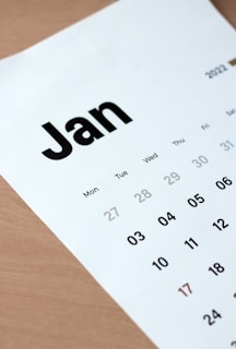 a calendar with the word jan on it