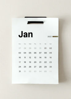 a calendar with the word jan on it