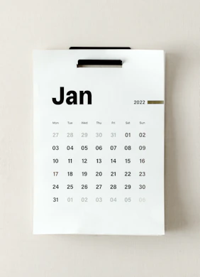 a calendar with the word jan on it