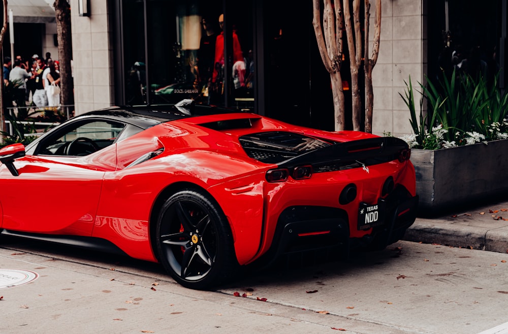 a car parked in front of a building