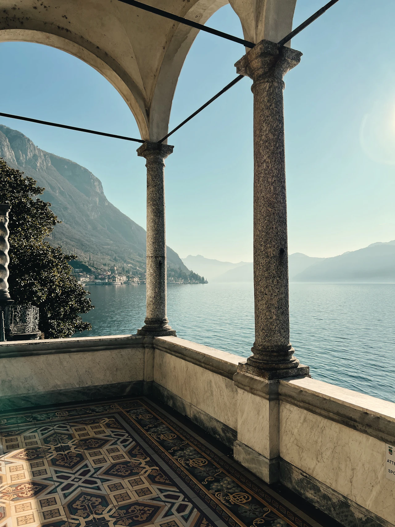 The lake seen from inside a shuttered room