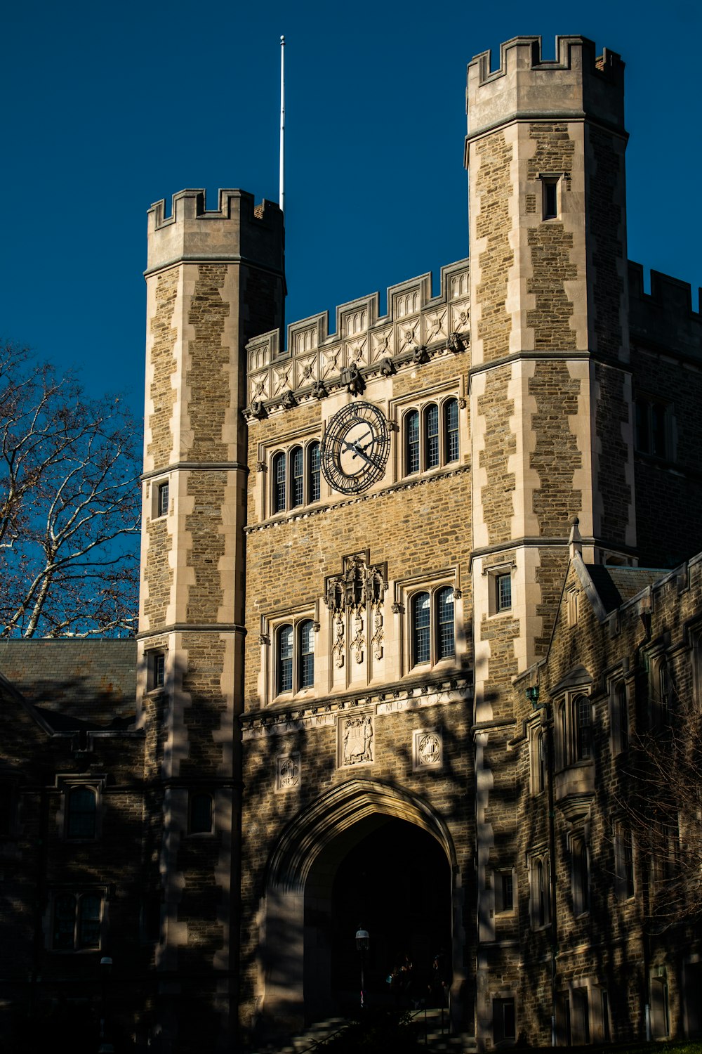 a large building with a clock on the front of it