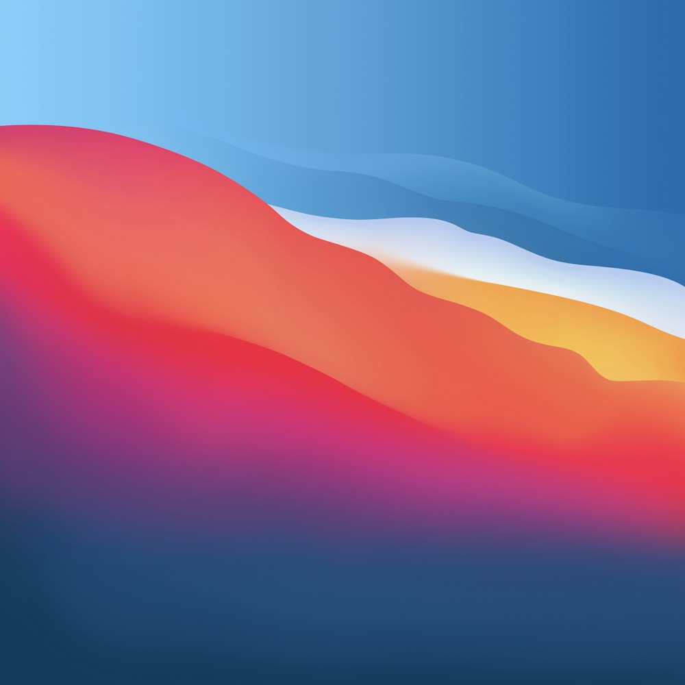 a blue and orange abstract background with hills