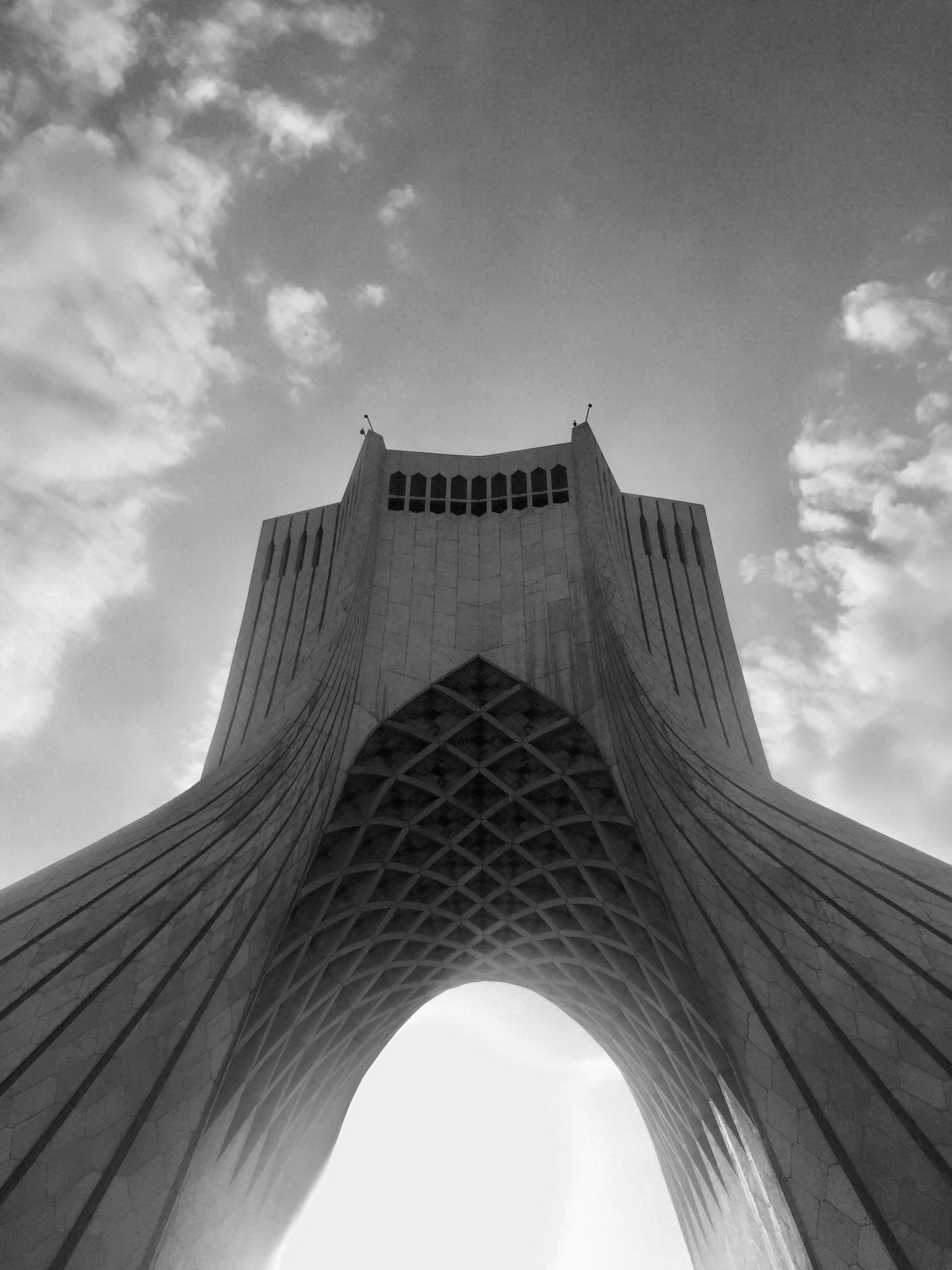 a black and white photo of the top of a building