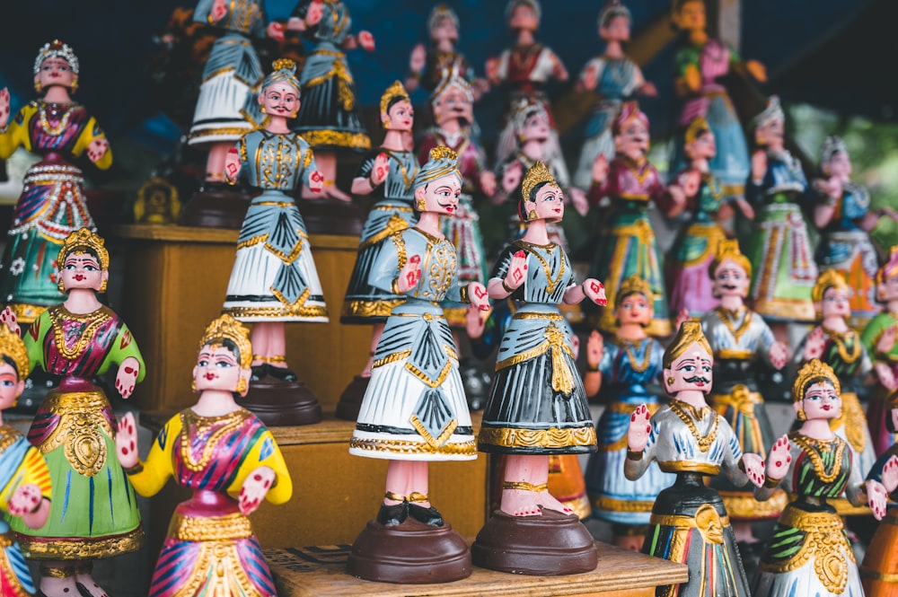 a bunch of figurines that are on a table