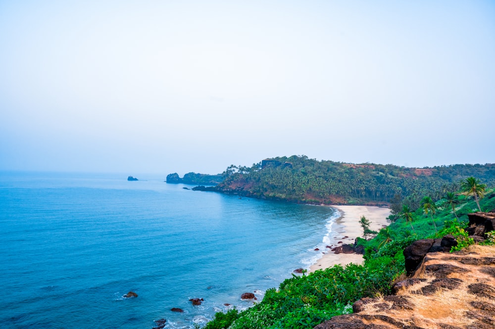 a view of the ocean from a cliff