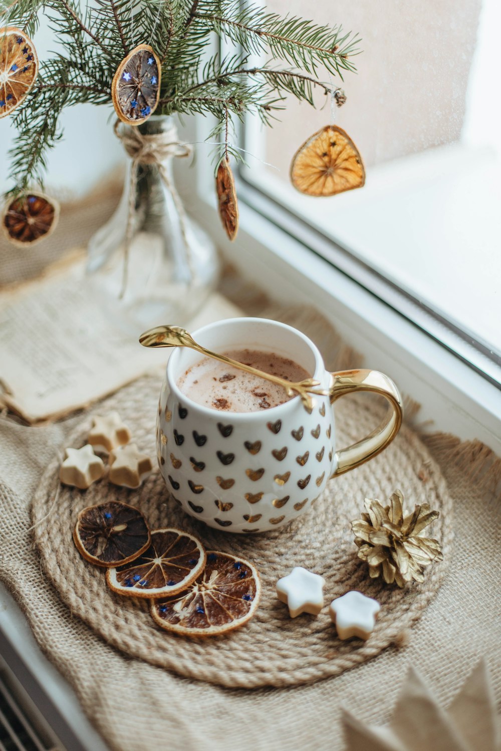 a cup of hot chocolate on a table