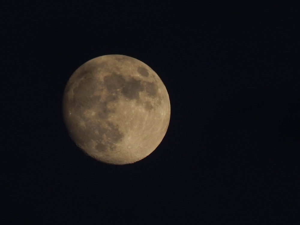 a full moon is seen in the dark sky