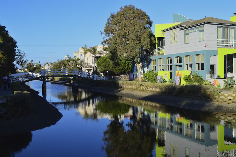 a body of water with houses on the other side of it