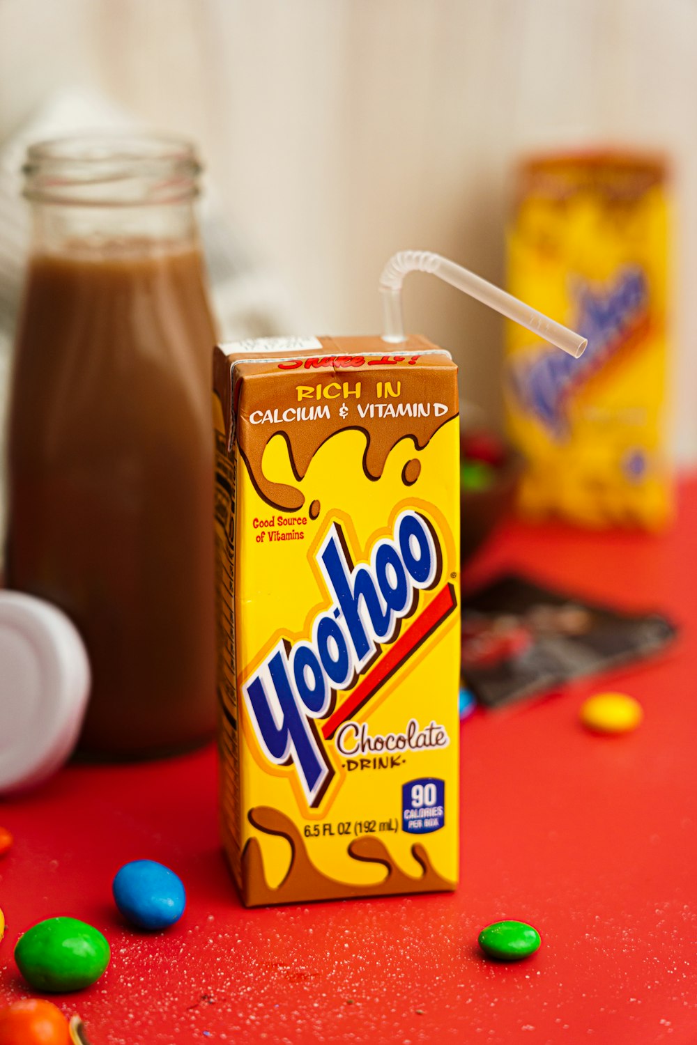 a carton of yoghee sitting on a table