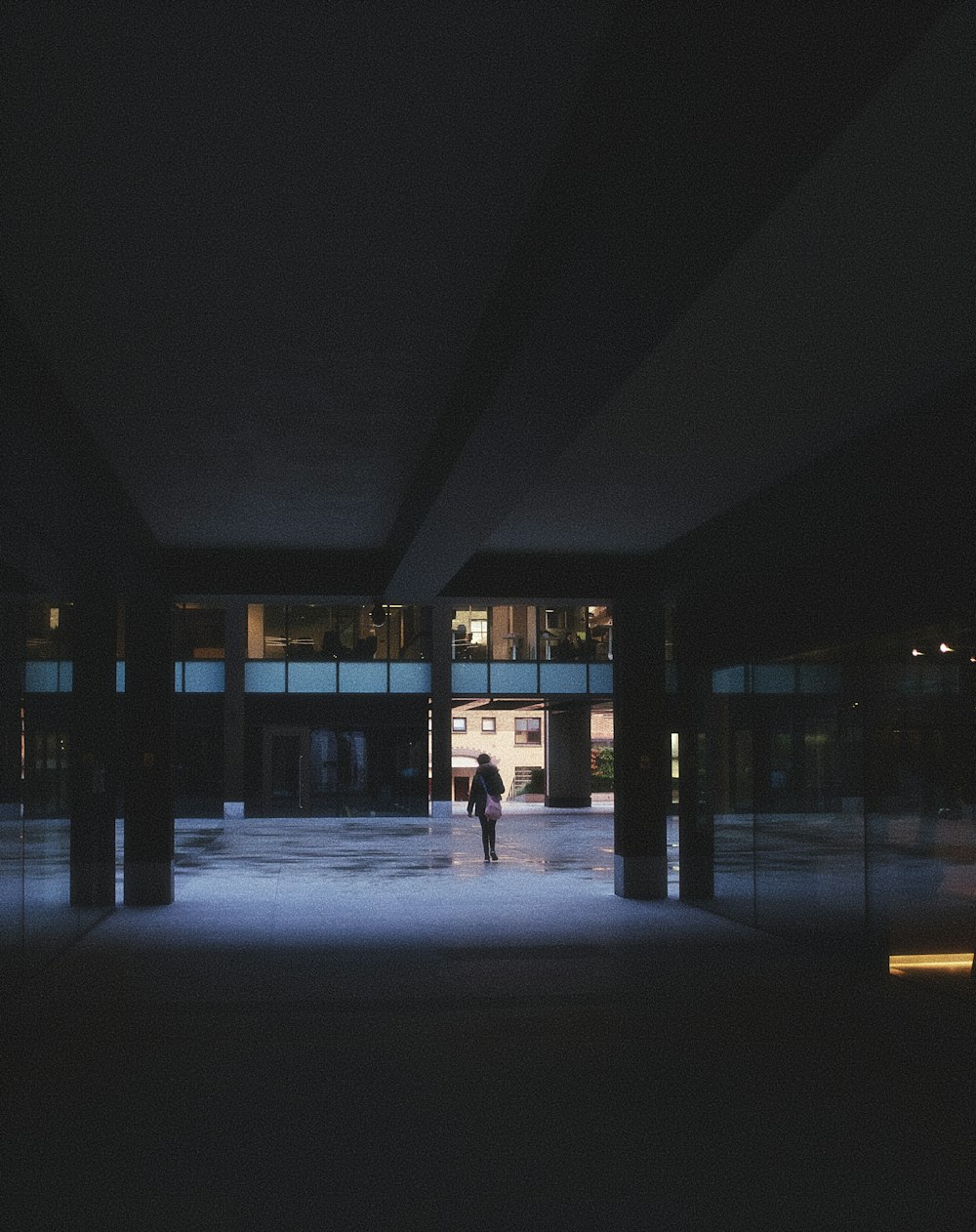 a group of people in a dark room