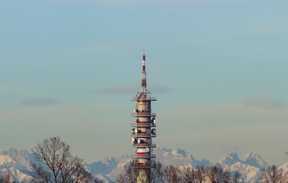 a very tall tower with a lot of people on it