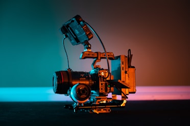 a close up of a camera on a tripod