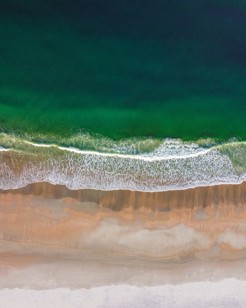 uma vista aérea de uma praia e oceano