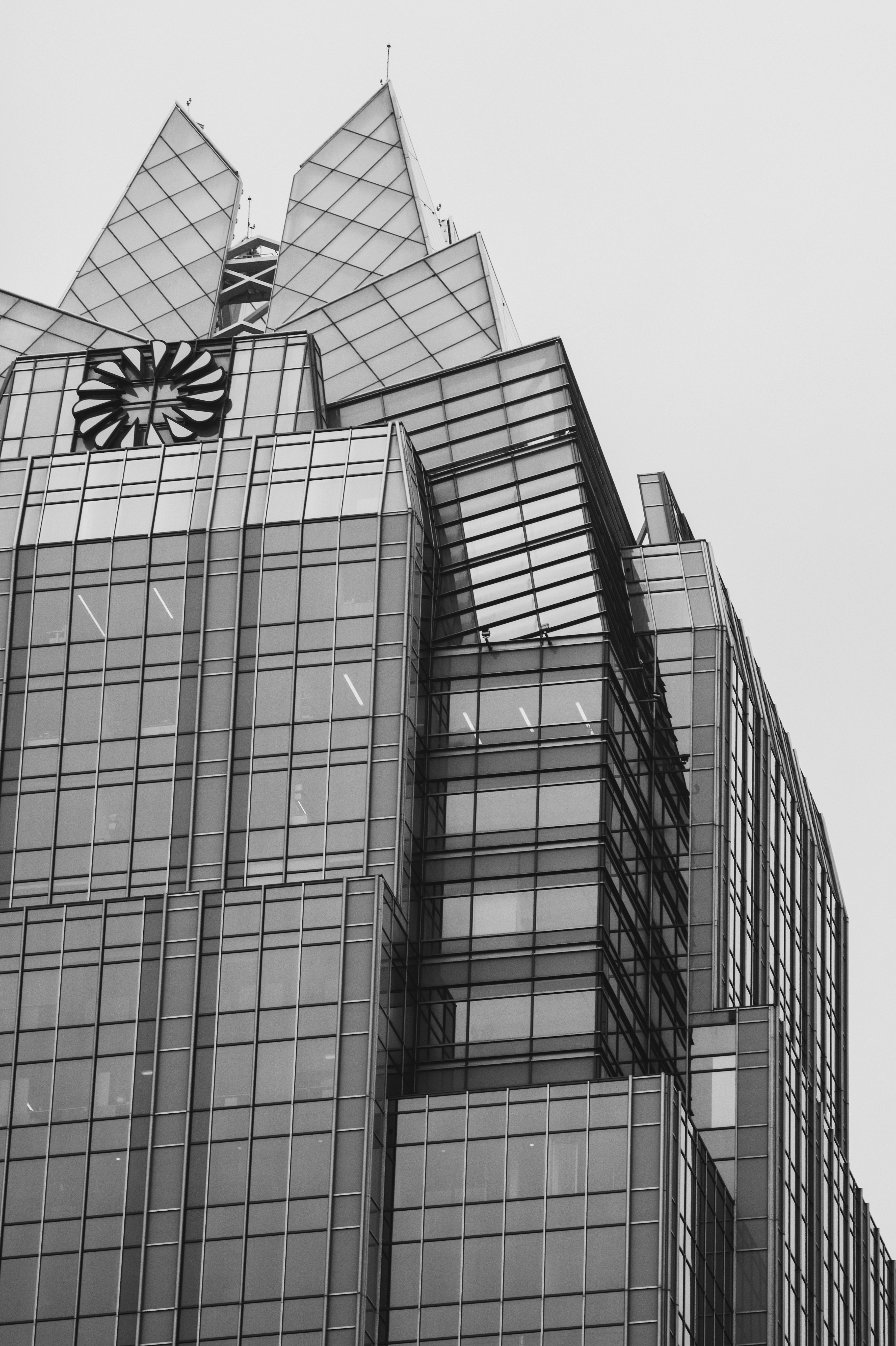 a black and white photo of a tall building