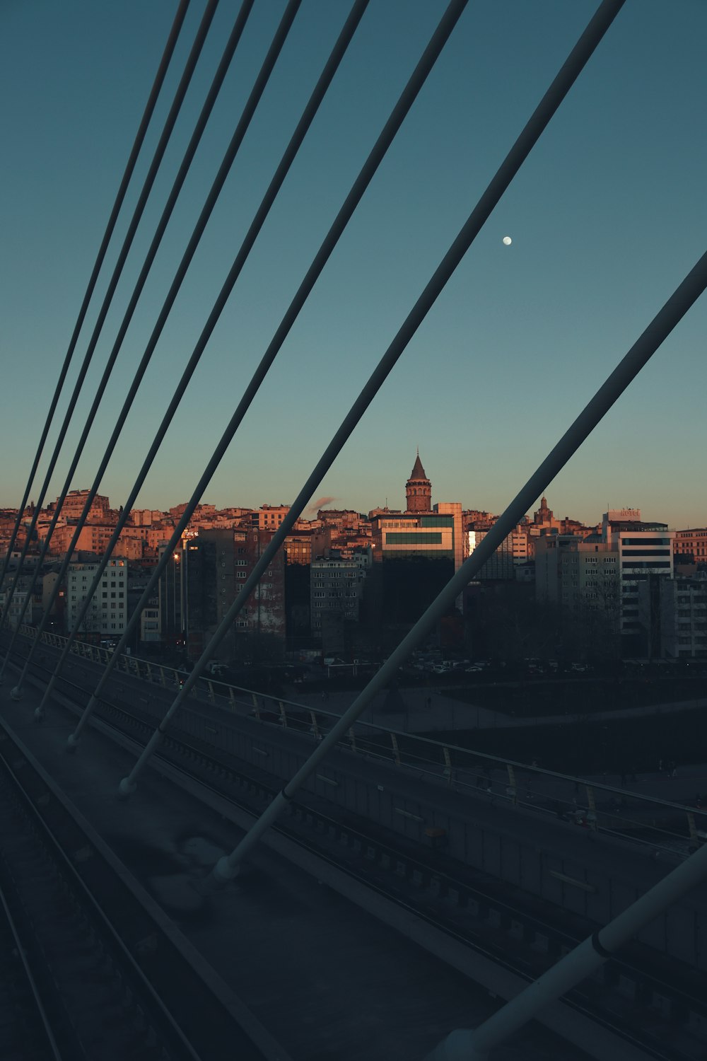 a view of a city from a bridge