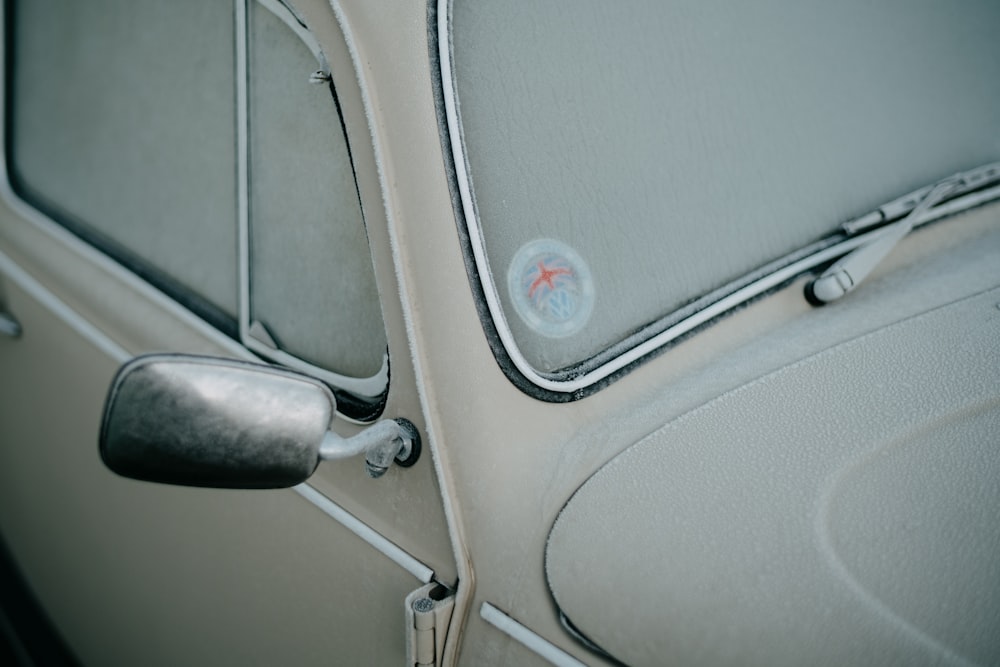 a close up of a door handle on a car