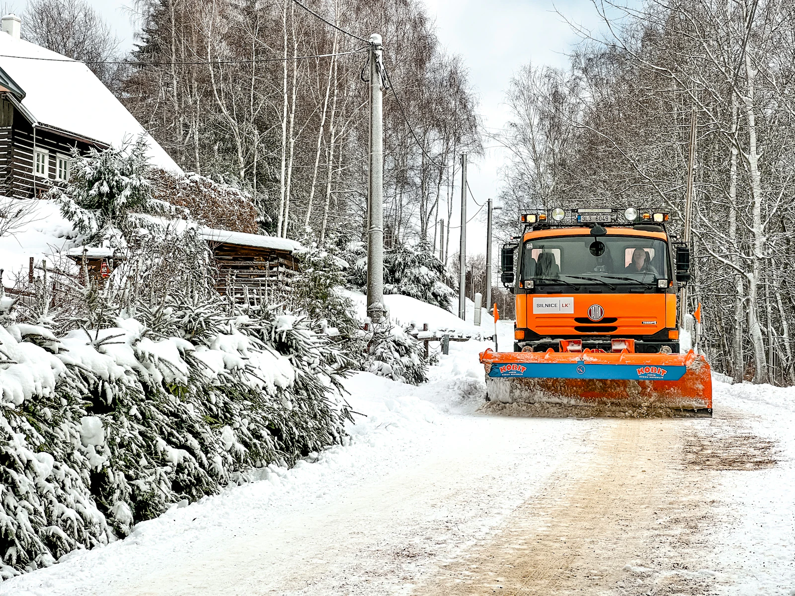 Snow covered rural road