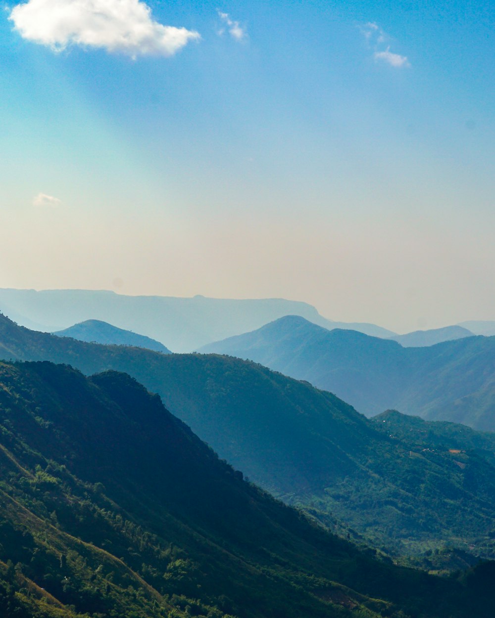 a view of a mountain range from a distance