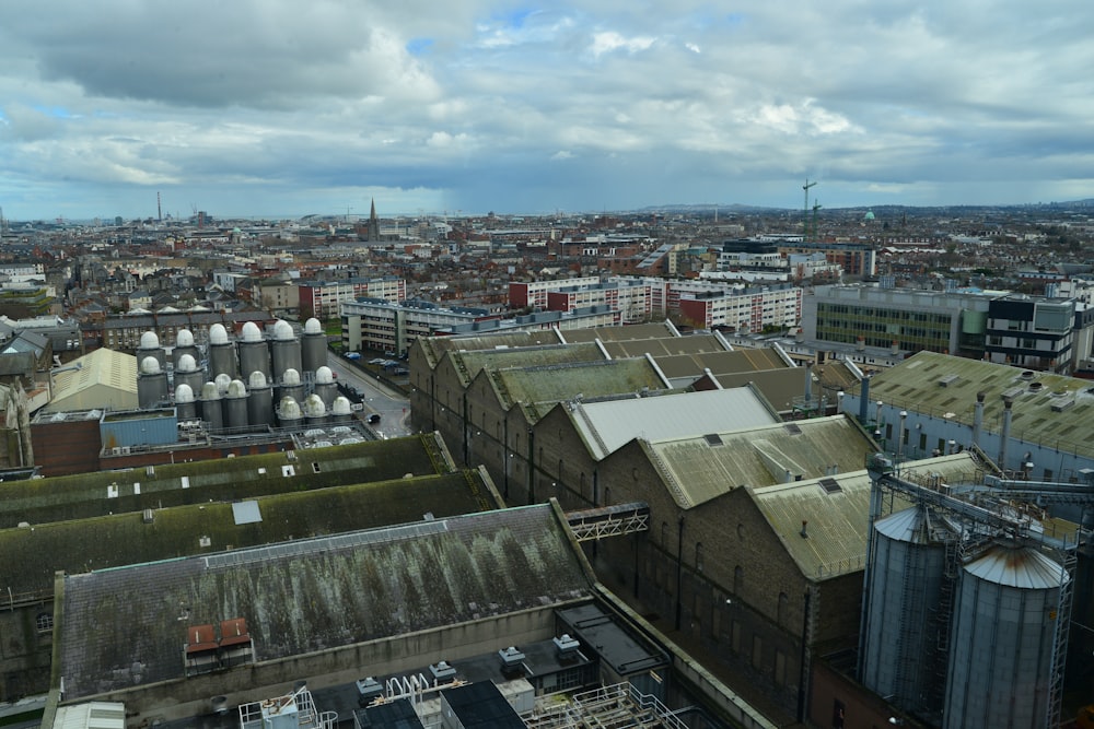 a view of a city from the top of a building