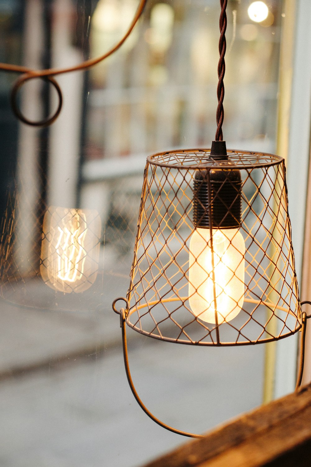 a light that is hanging from a wire