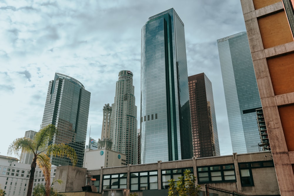 a group of tall buildings sitting next to each other