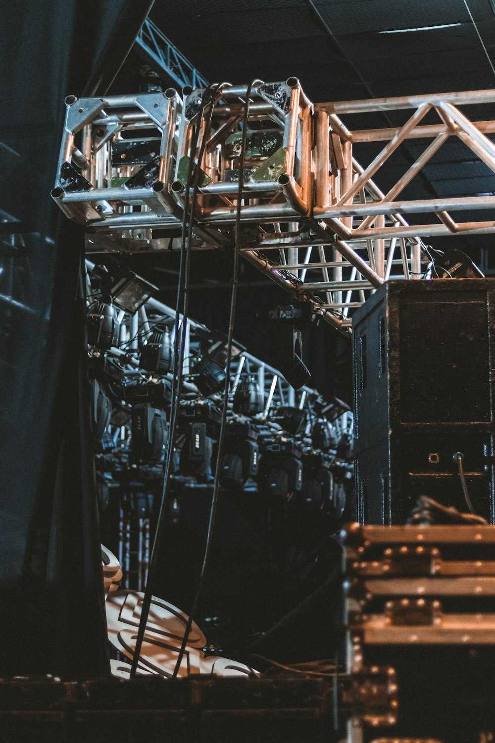 a large metal structure sitting inside of a building