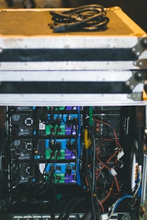 a stack of electronic equipment sitting on top of each other