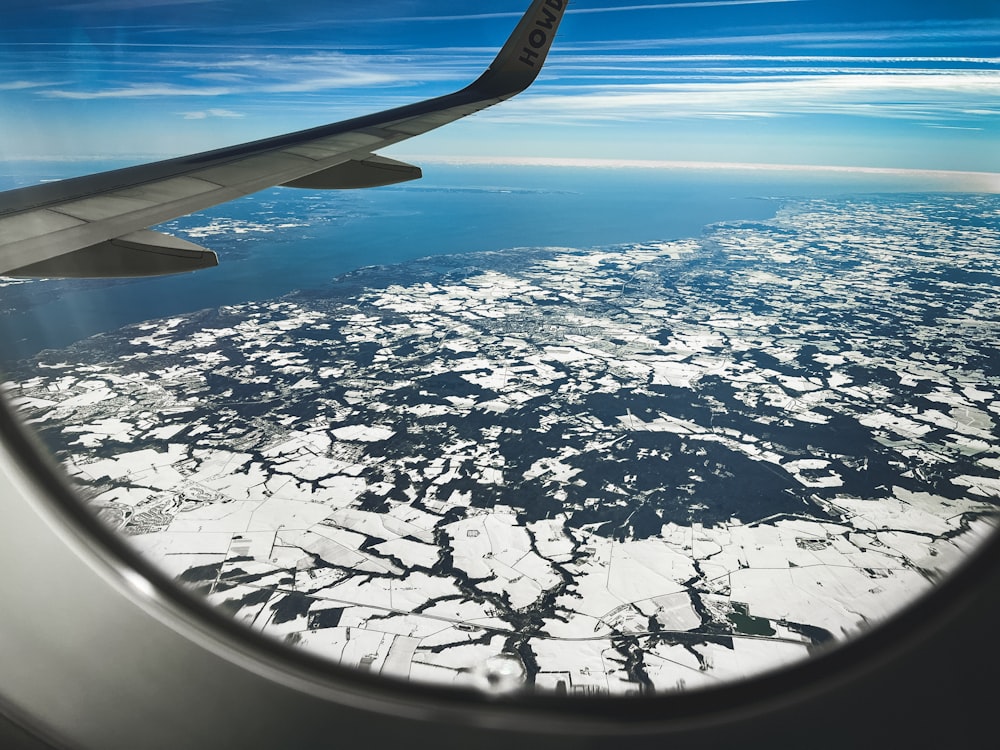 a view of the ice from an airplane window