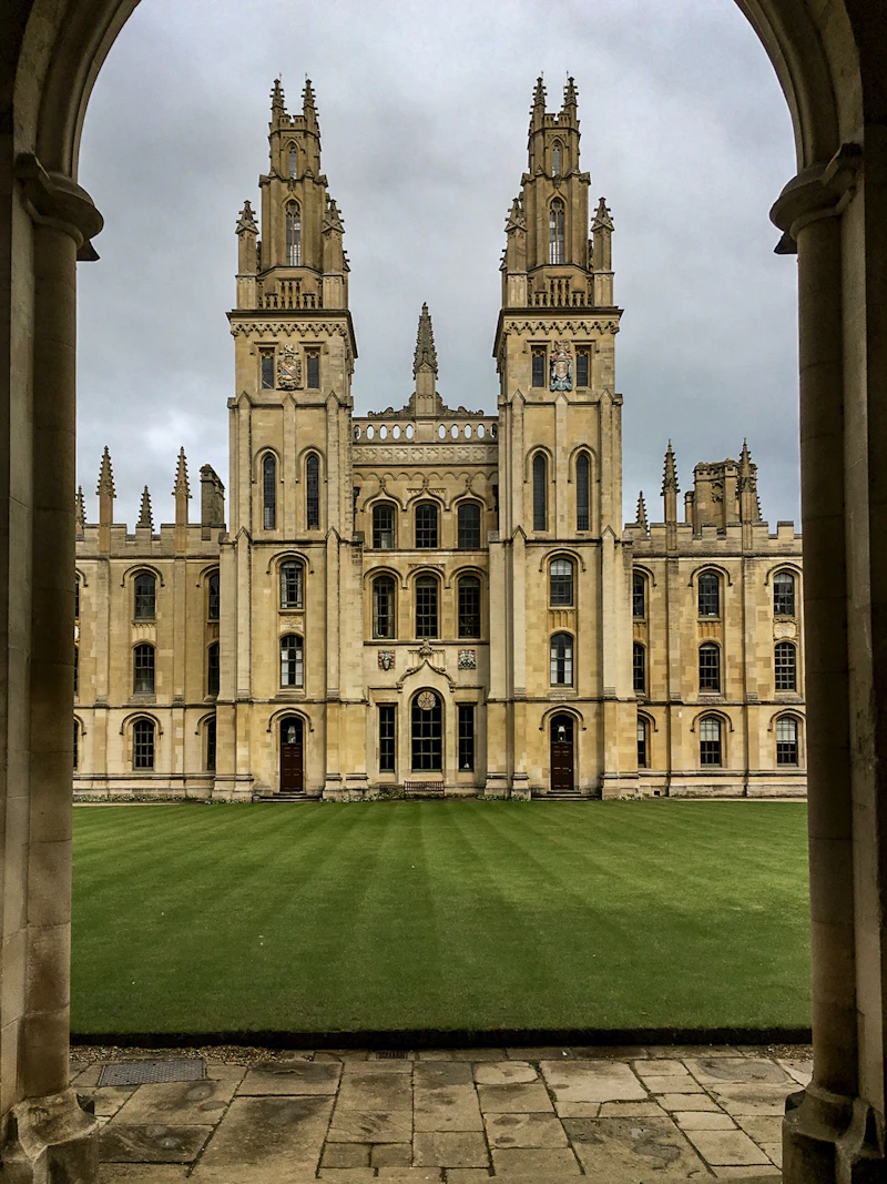 All Souls College, Oxford, behind a wide green lawn