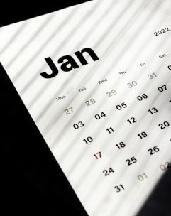 a close up of a calendar with the word jan on it