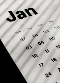 a calendar with the word jan on it