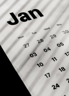 a calendar with the word jan on it