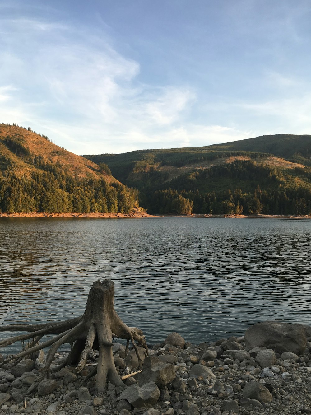 a large body of water surrounded by mountains