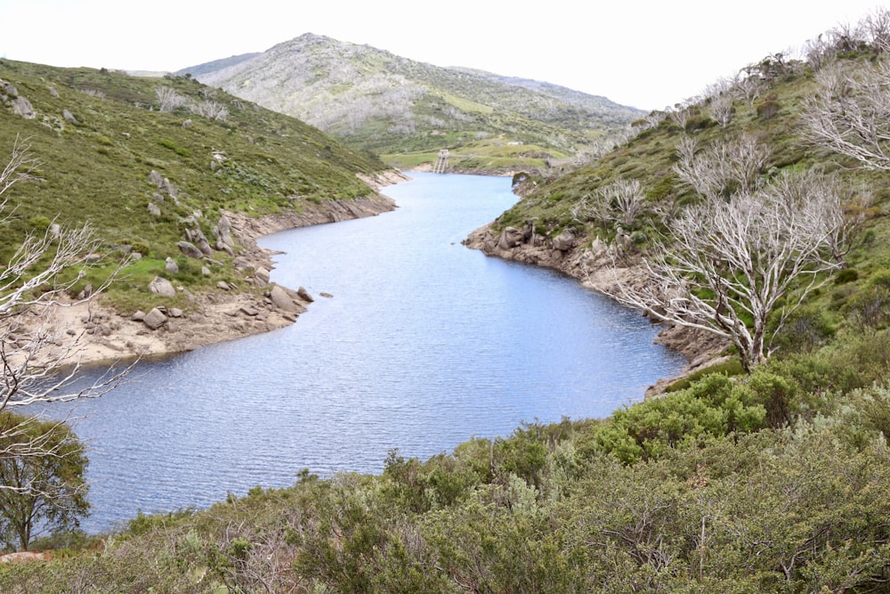 a large body of water surrounded by mountains